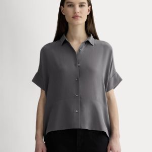 The Boxy Shirt in Washable Silk | Graphite