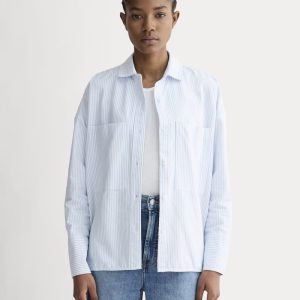 The Boxy Oxford | White / Blue