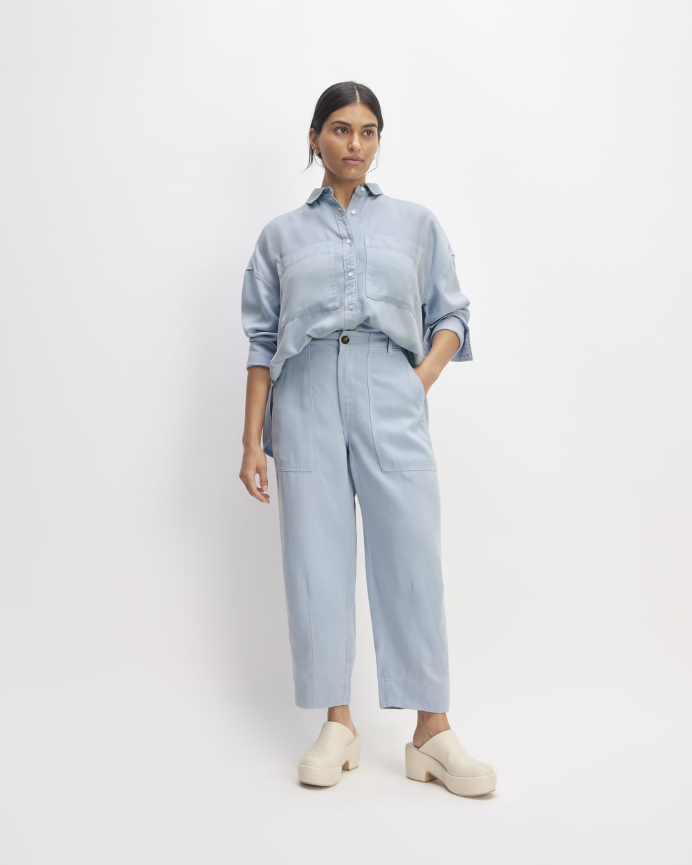 The Boxy Overshirt in Buttersoft | Chambray Blue - Image 3