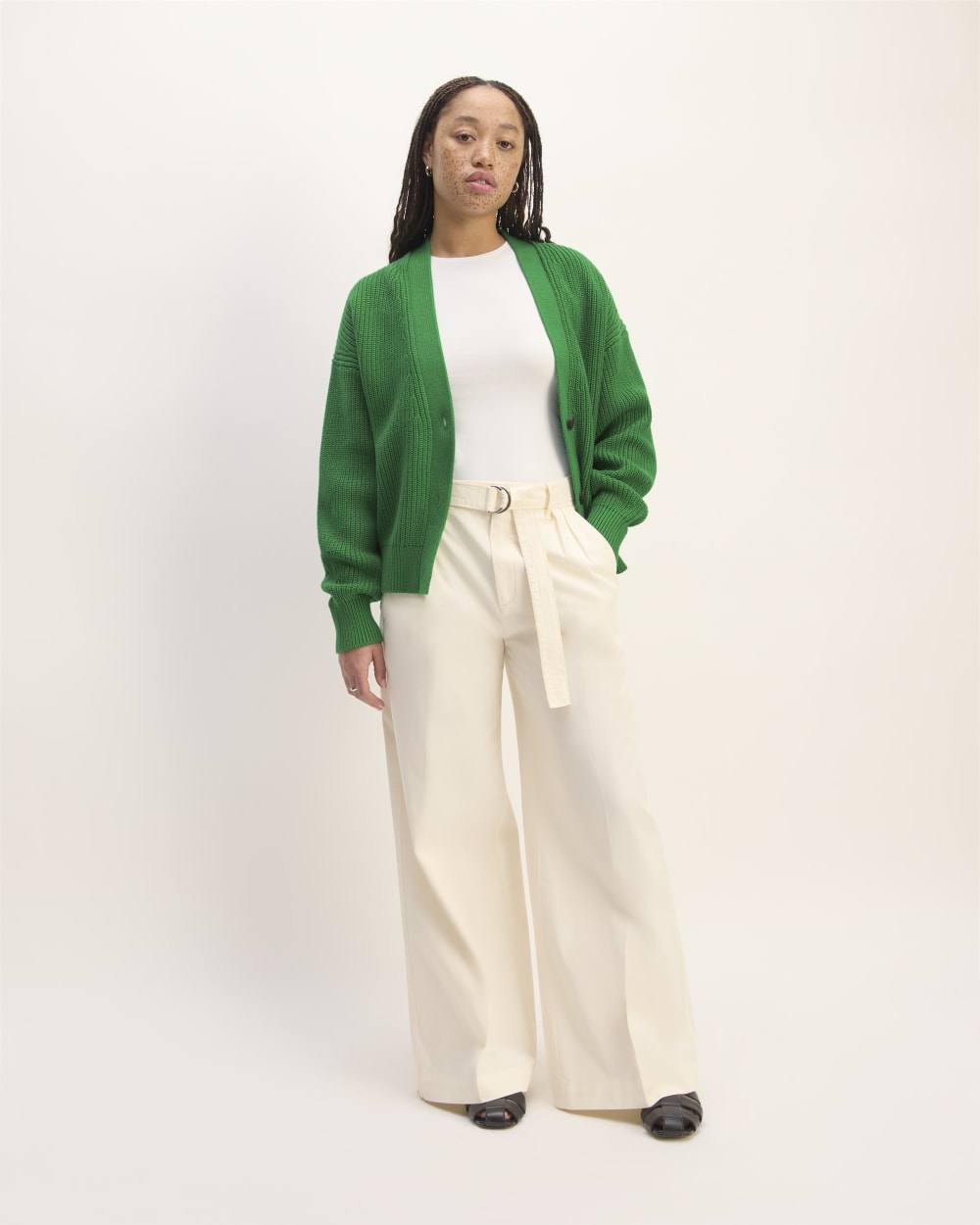 The Boxy Cardigan in Everyday Cotton | Grass Green - Image 3