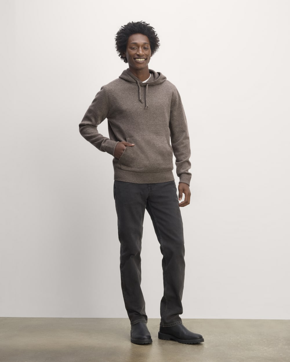 The Felted Merino Hoodie | Taupe Melange - Image 3