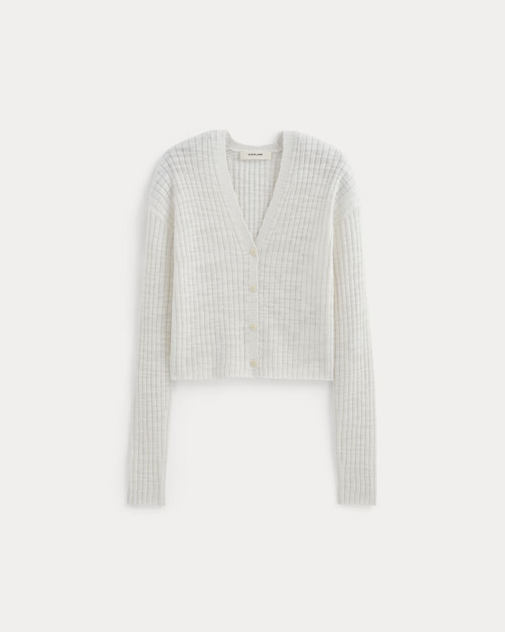 The Ribbed Cardigan in Cotton Linen | White - Image 2