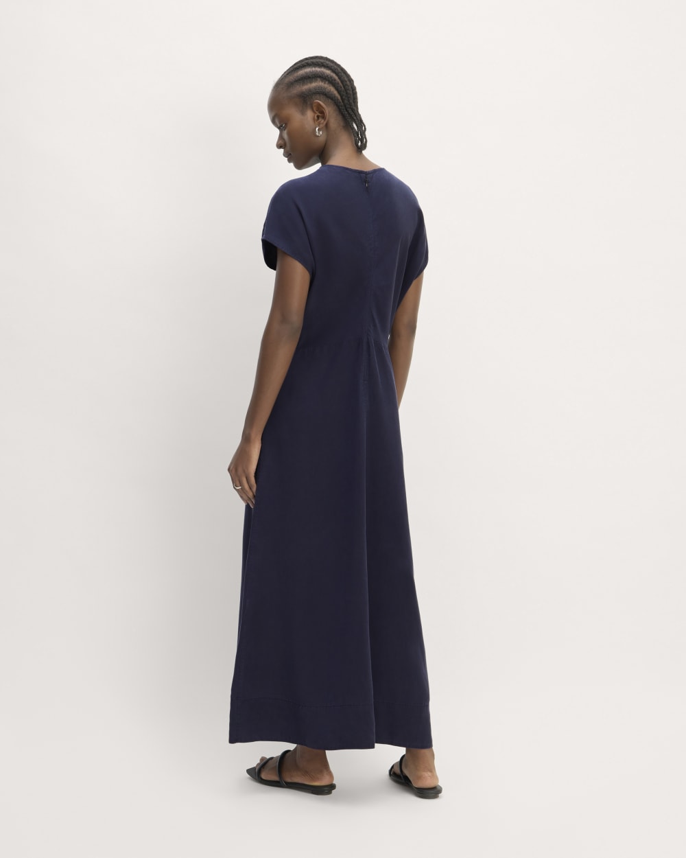 The TENCEL? Short-Sleeve Midi Dress | Navy - Image 6