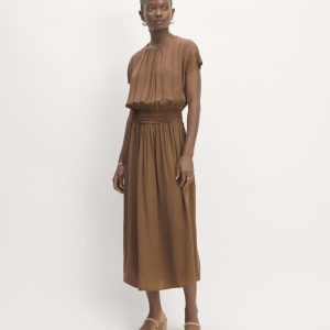 The Gathered Midi Dress | Carob Brown