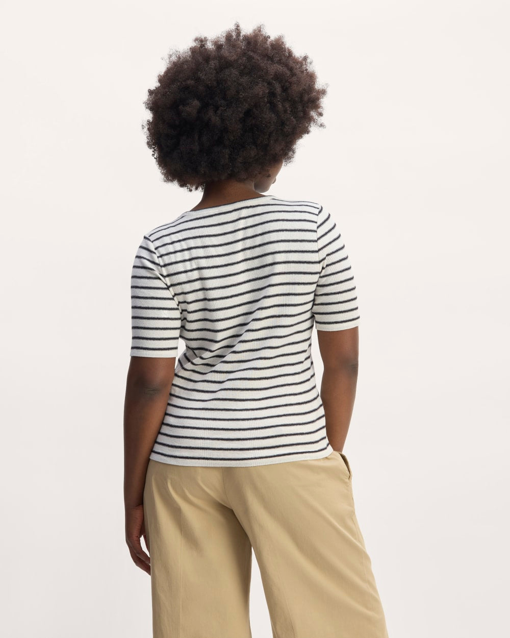 The Vintage Rib Scoop-Neck Top | Bone / Black - Image 6