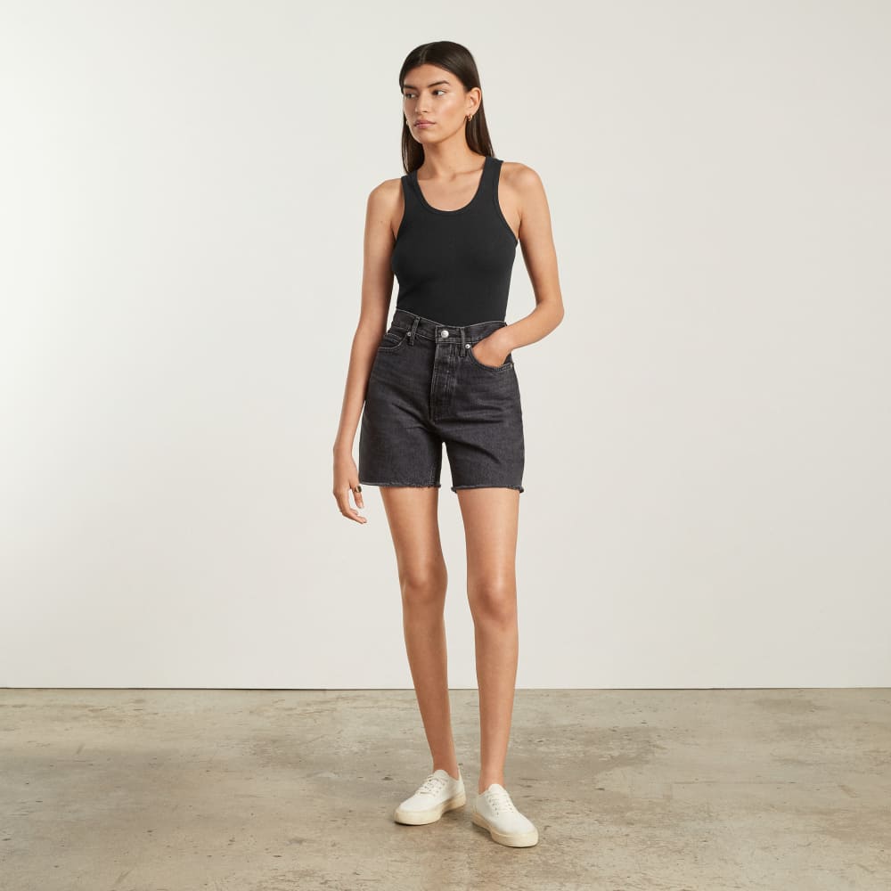 The Pima Micro-Rib U-neck Tank | Black - Image 4