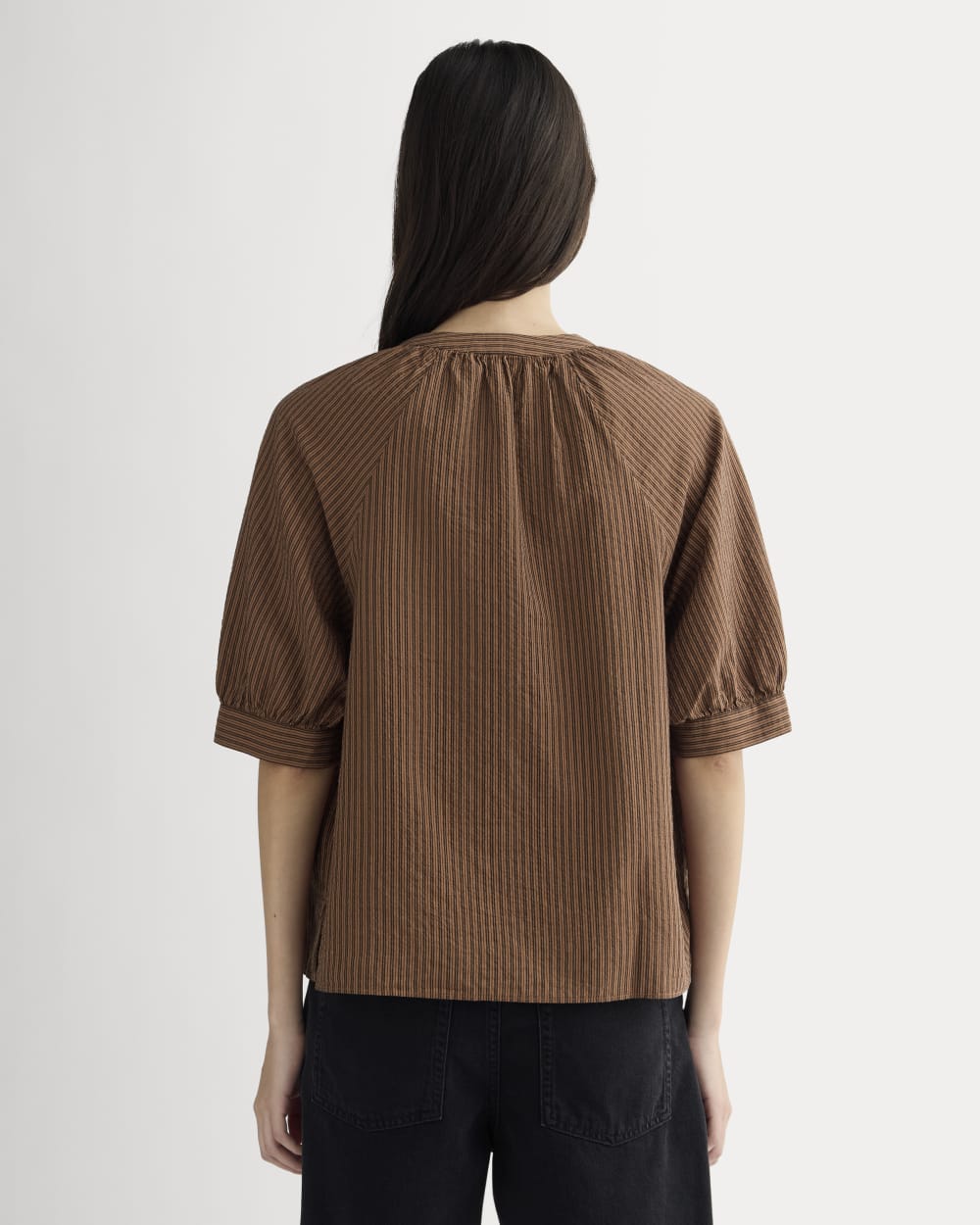 The Gauze Gathered Top | Carob Brown / Black - Image 5