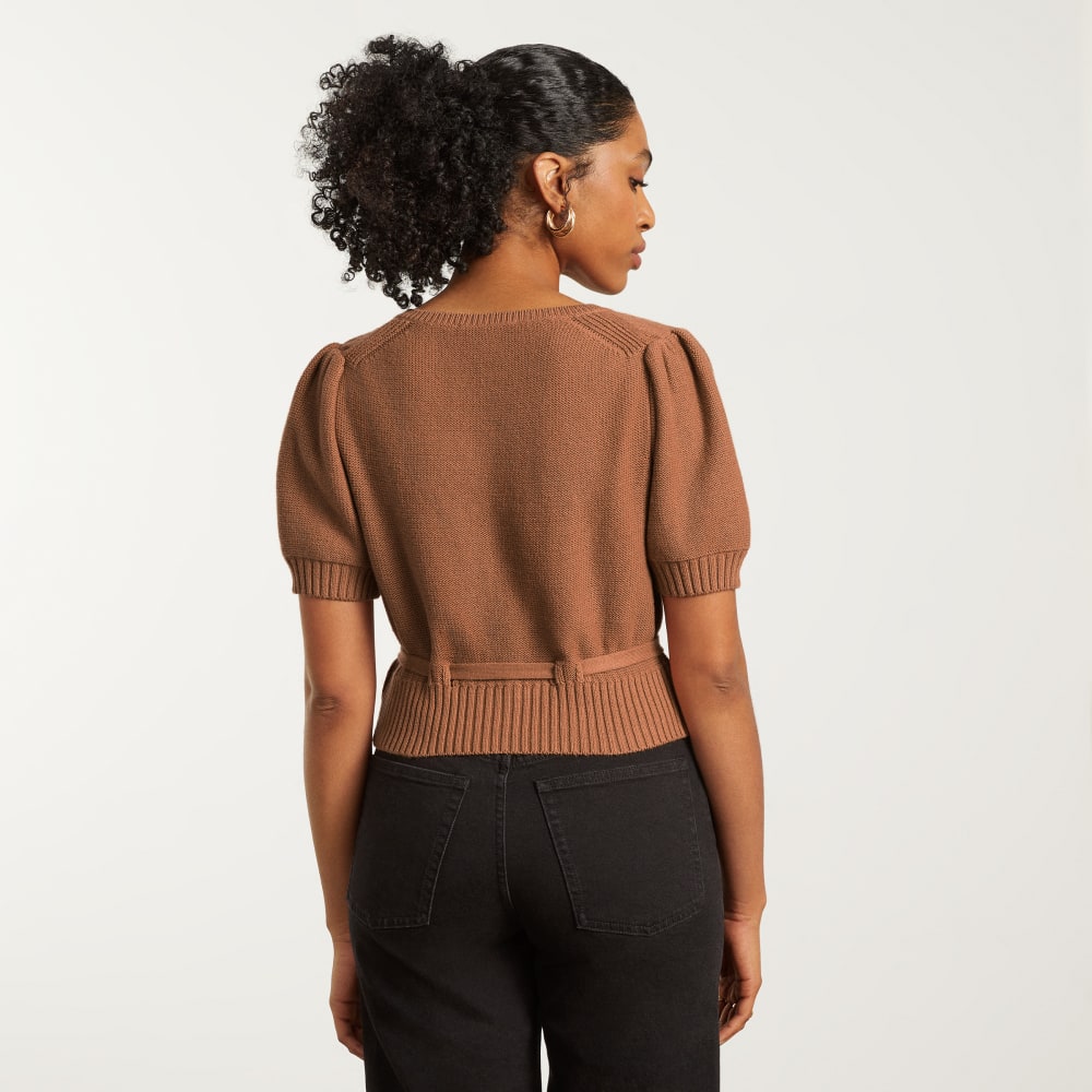 The Puff Sleeve Sweater Top | Tawny Brown - Image 3