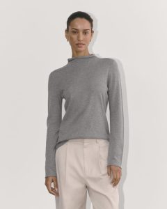 The Funnel Neck in Cotton Cashmere | Heather Charcoal