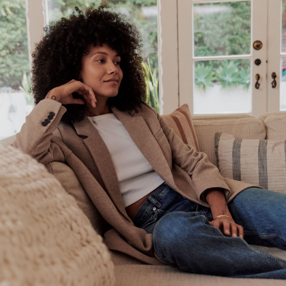 The Pima Micro-Rib Cropped Long-Sleeve Crew | White - Image 3