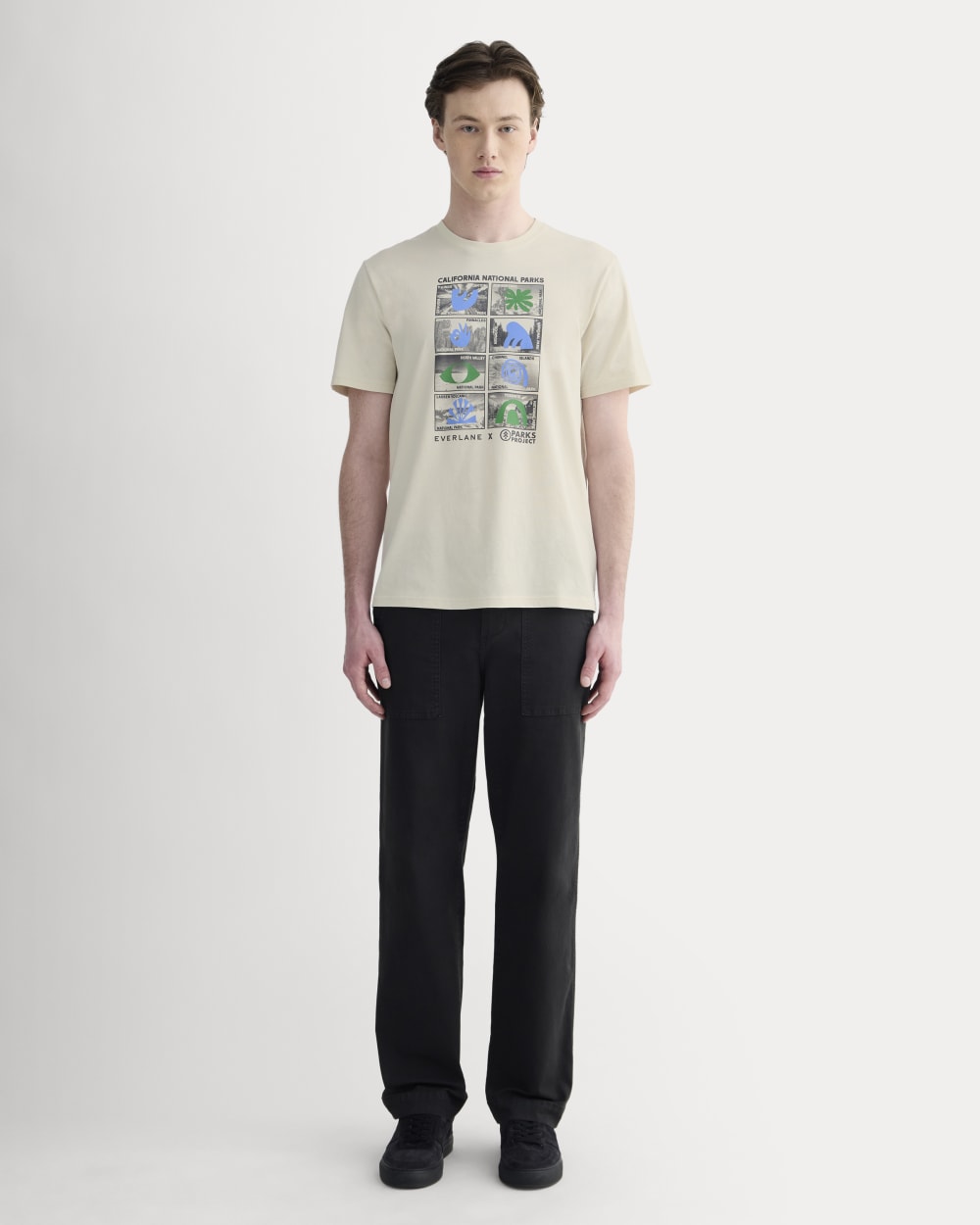 The Everlane x Parks Project Essential Organic Crew | Forged Iron / Birch / Granada Sky Blue / Green - Image 3