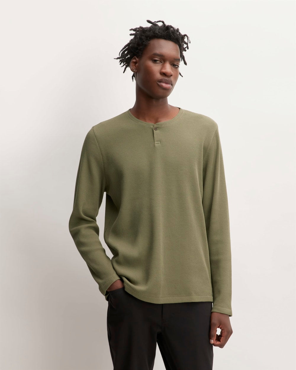 The Waffle Long-Sleeve Henley | Kalamata - Image 3