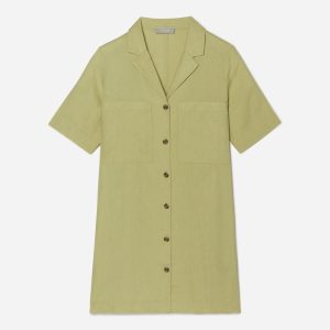 The Linen Workwear Dress | Leek