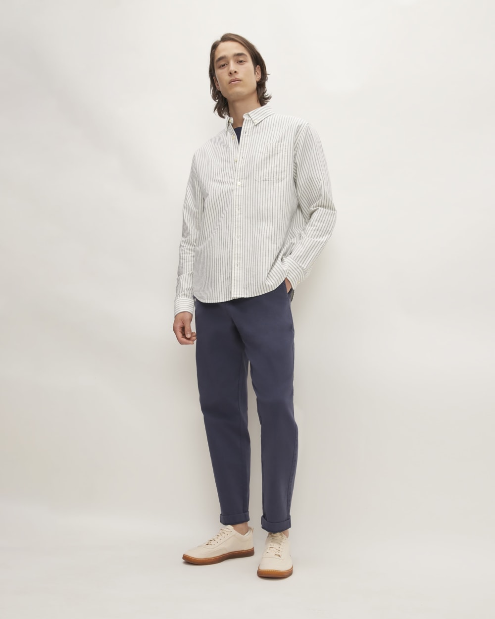 The Classic Oxford Shirt | Bone / Navy | Tall - Image 3