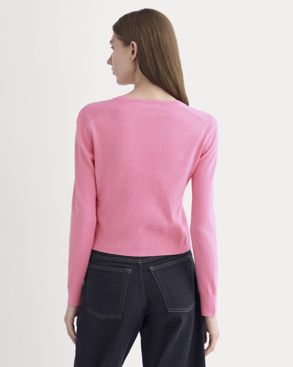 The Cropped Cardigan in Cotton Cashmere | Deep Pink - Image 5
