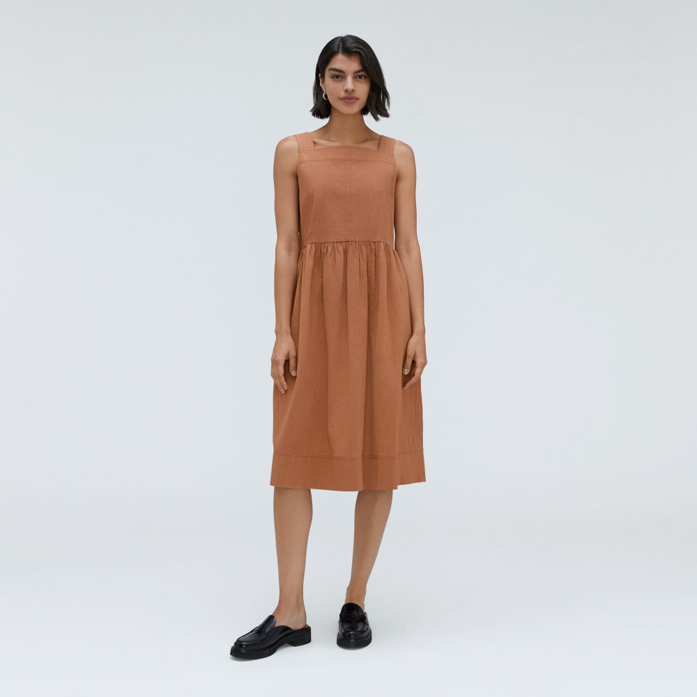 The Seersucker Midi Dress | Tawny Brown - Image 2