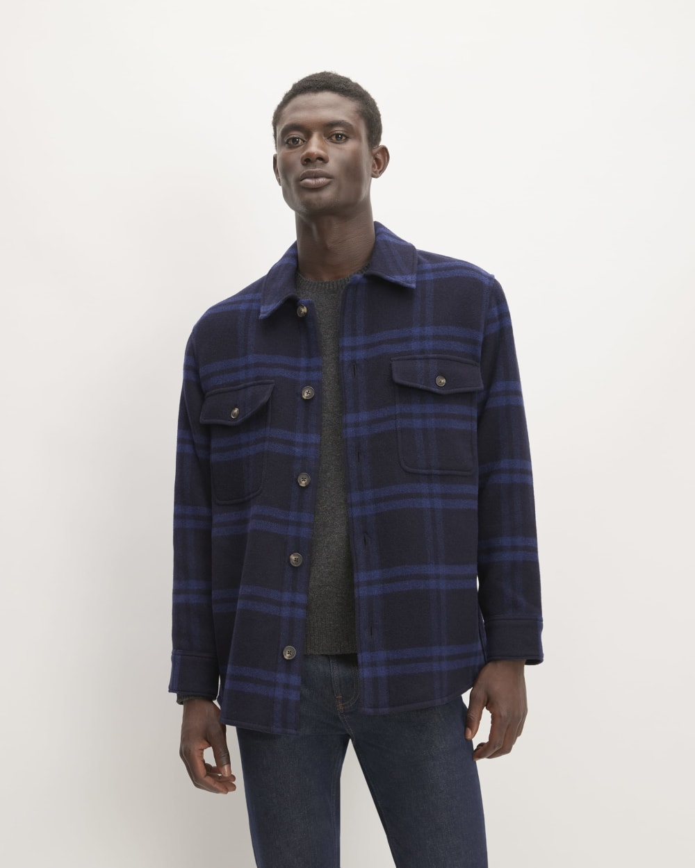 The ReWool? Oversized Shirt Jacket | Blue / Navy