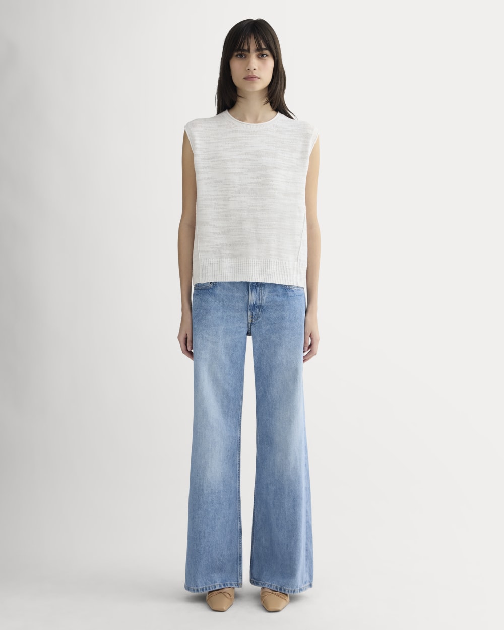 The Muscle Sweater in Cotton Linen | White - Image 3