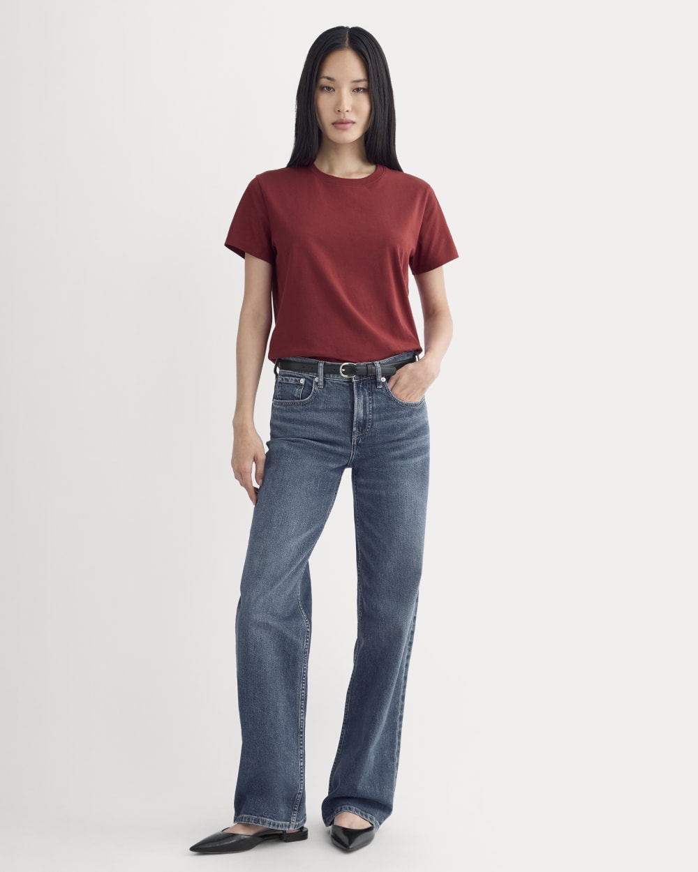 The Box-Cut Tee in Essential Cotton | Merlot | No Pocket - Image 3