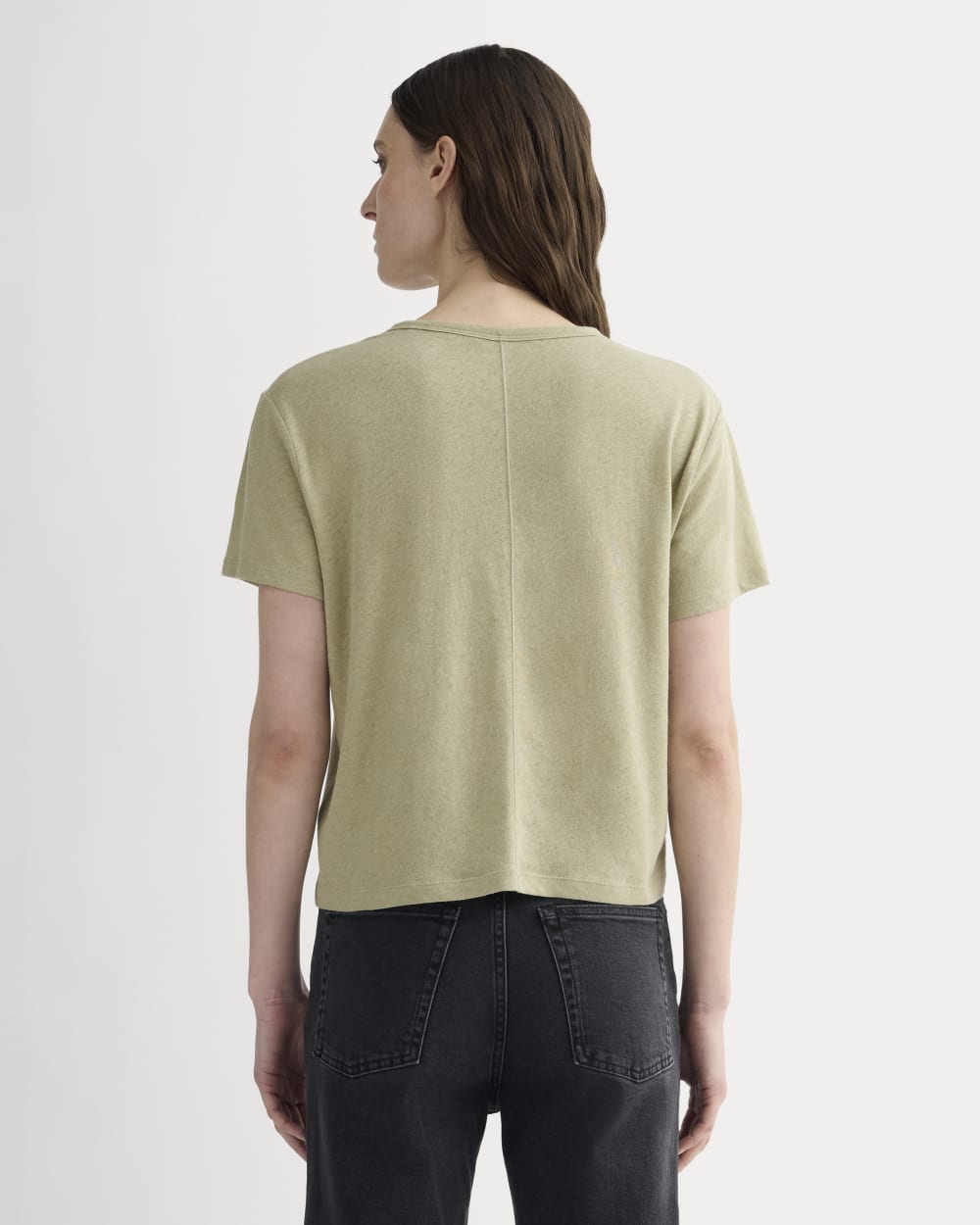 The Box-Cut Tee in Cotton Linen | Eucalyptus - Image 4