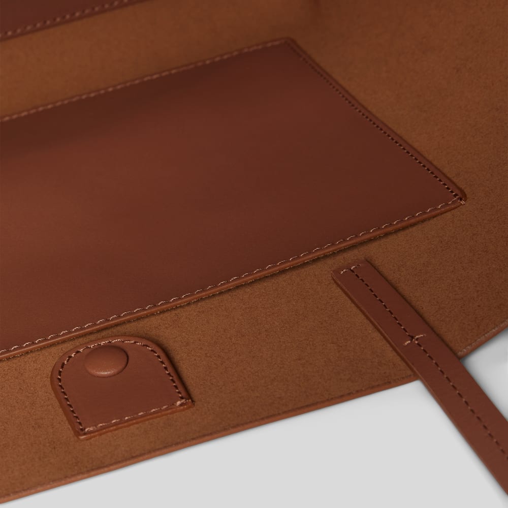 The Luxe Medium Italian Leather Tote | Cognac - Image 5