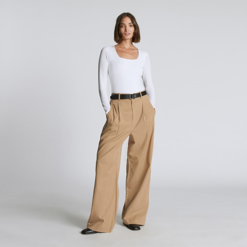 The Long-Sleeve Supima® Square-Neck Bodysuit | White | Bikini