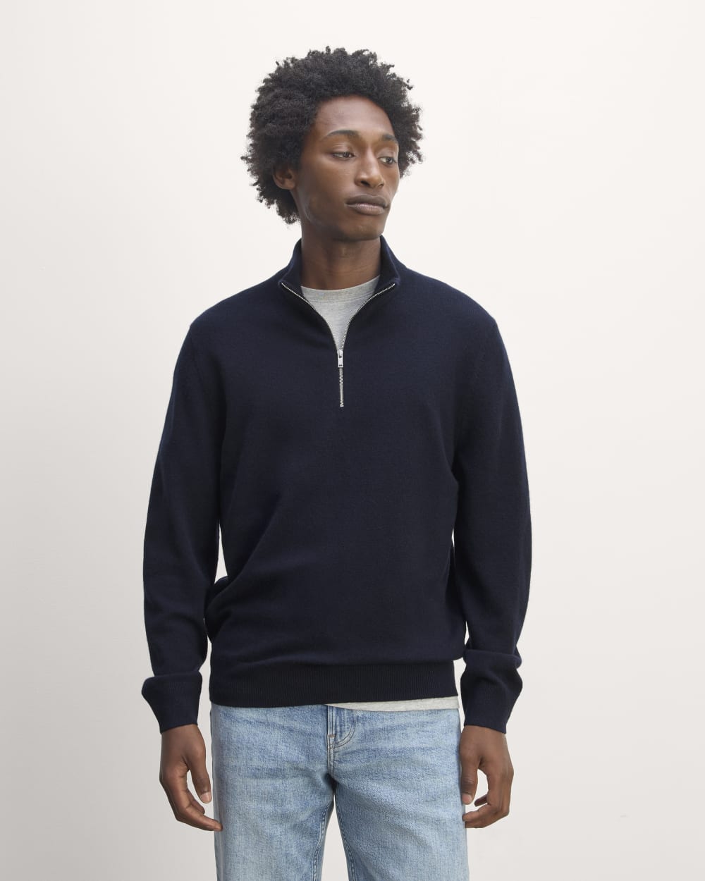 The Quarter-Zip in Cashmere | Navy