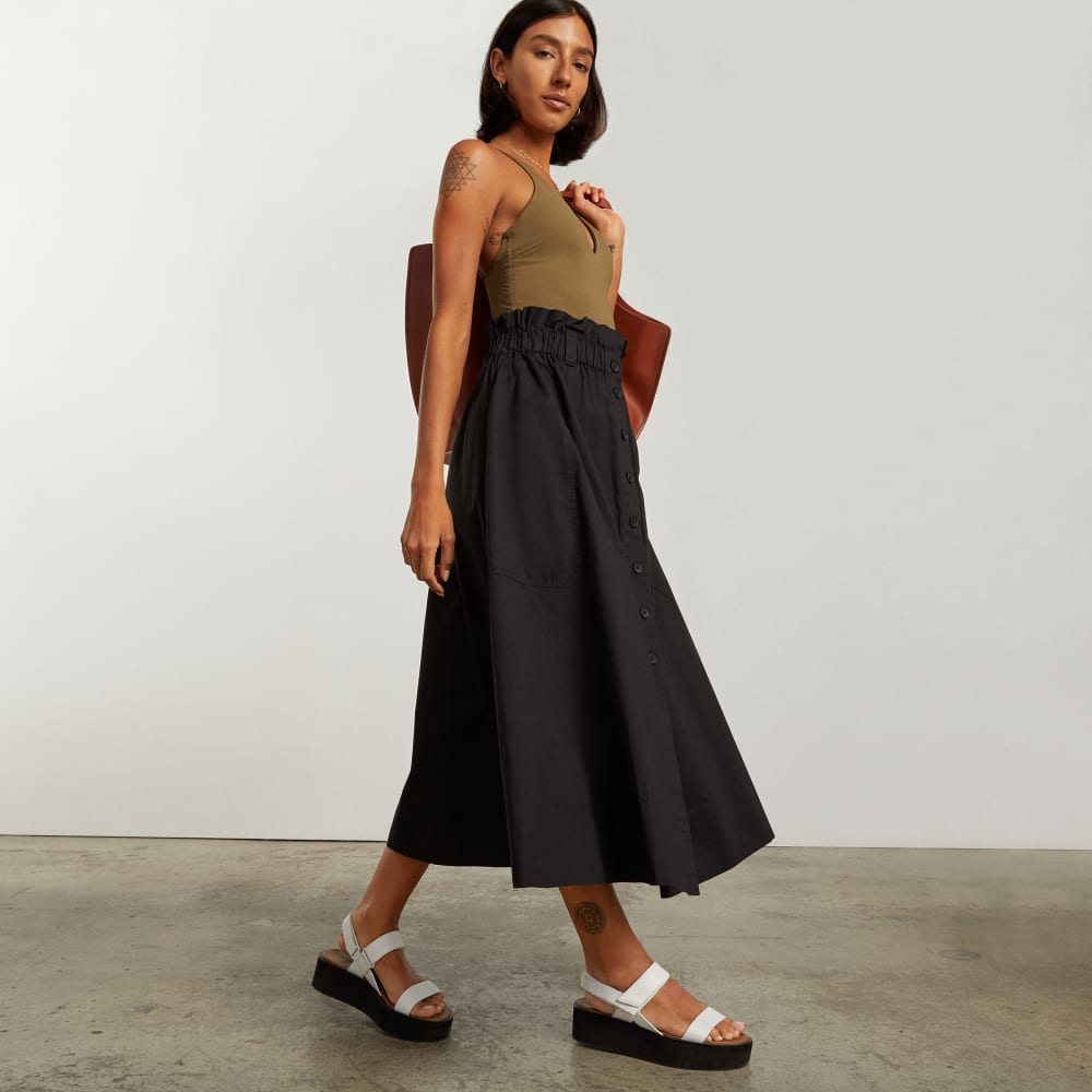 The Easy Button-Front Skirt | Black - Image 3