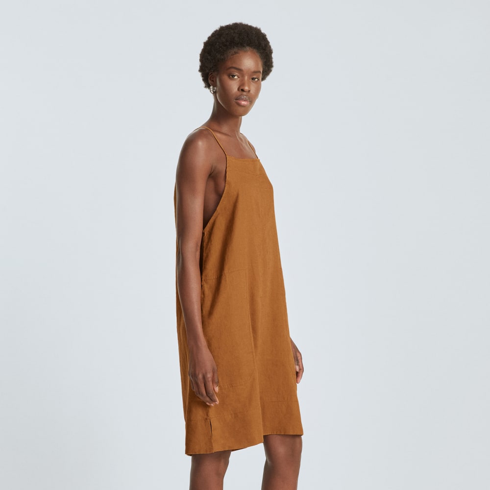 The Linen Apron Dress | Tawny Brown - Image 2
