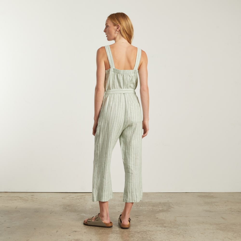 The Linen Jumpsuit | Seafoam Pinstripe - Image 2
