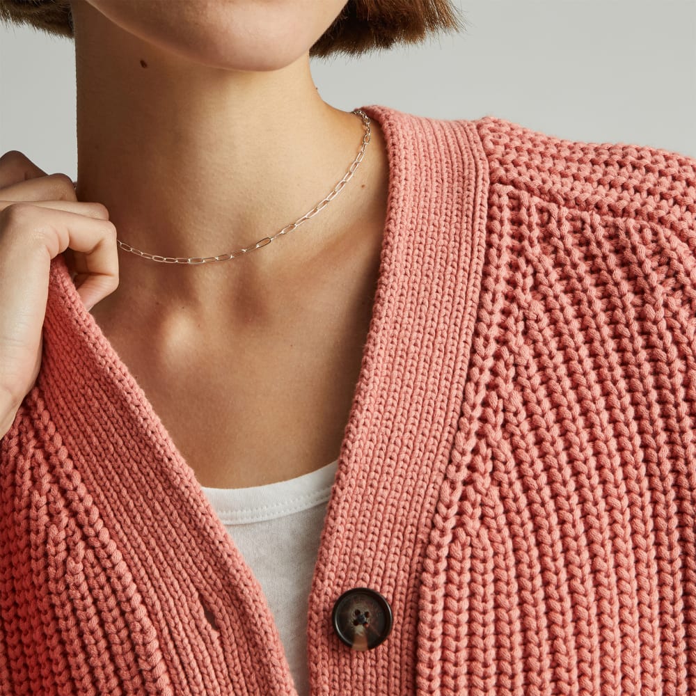The Texture Cotton Cardigan | Light Rose - Image 4