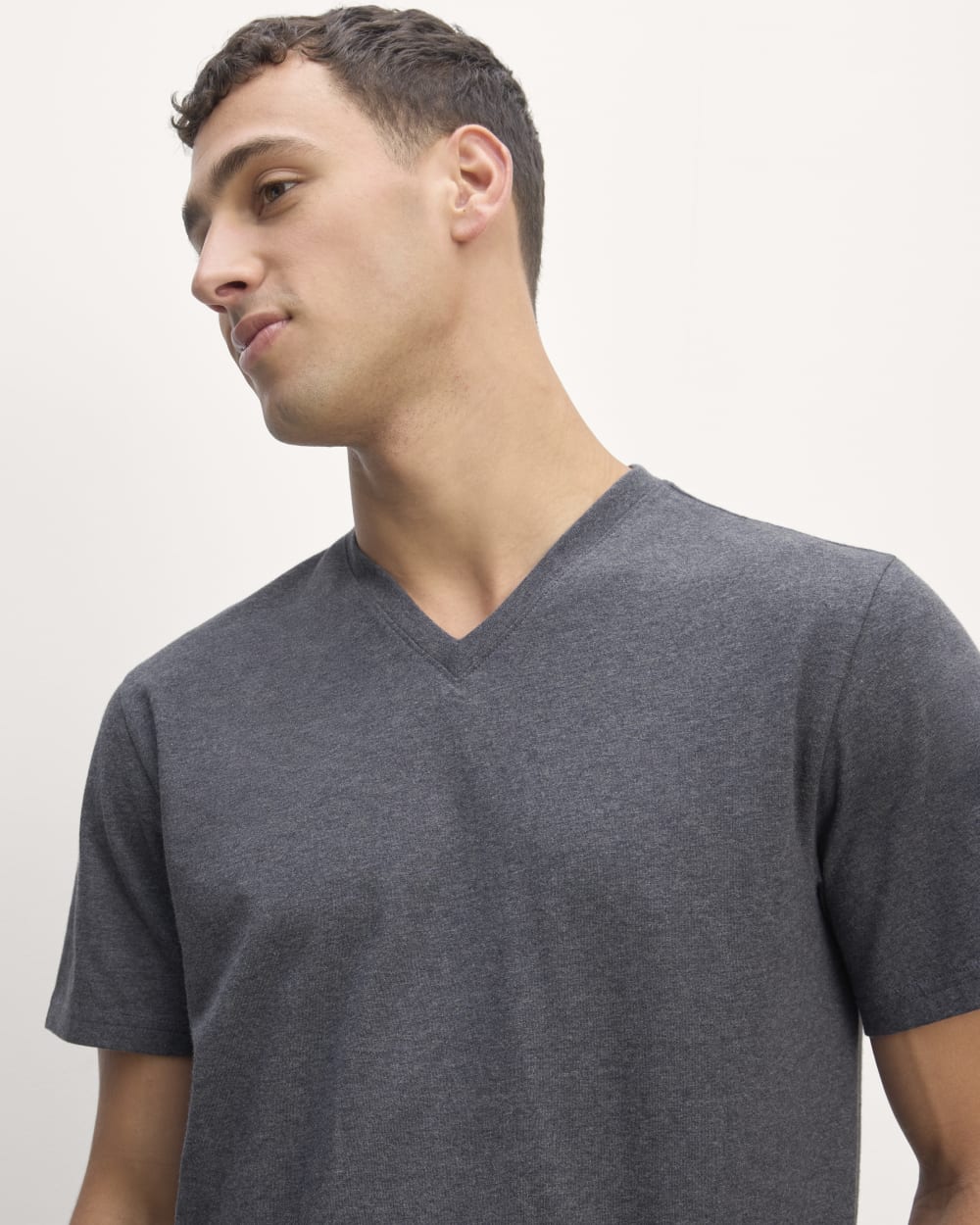 The Essential Organic V-Neck Tee | Heather Deep Navy - Image 3