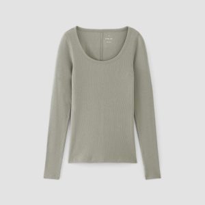 The Luxe Rib Long-Sleeve Scoop-Neck Tee | Sage Green
