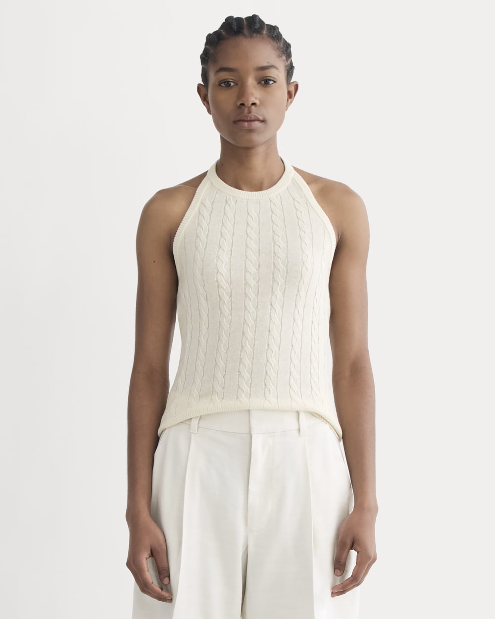 The Cable Halter in Cotton Cashmere | Birch