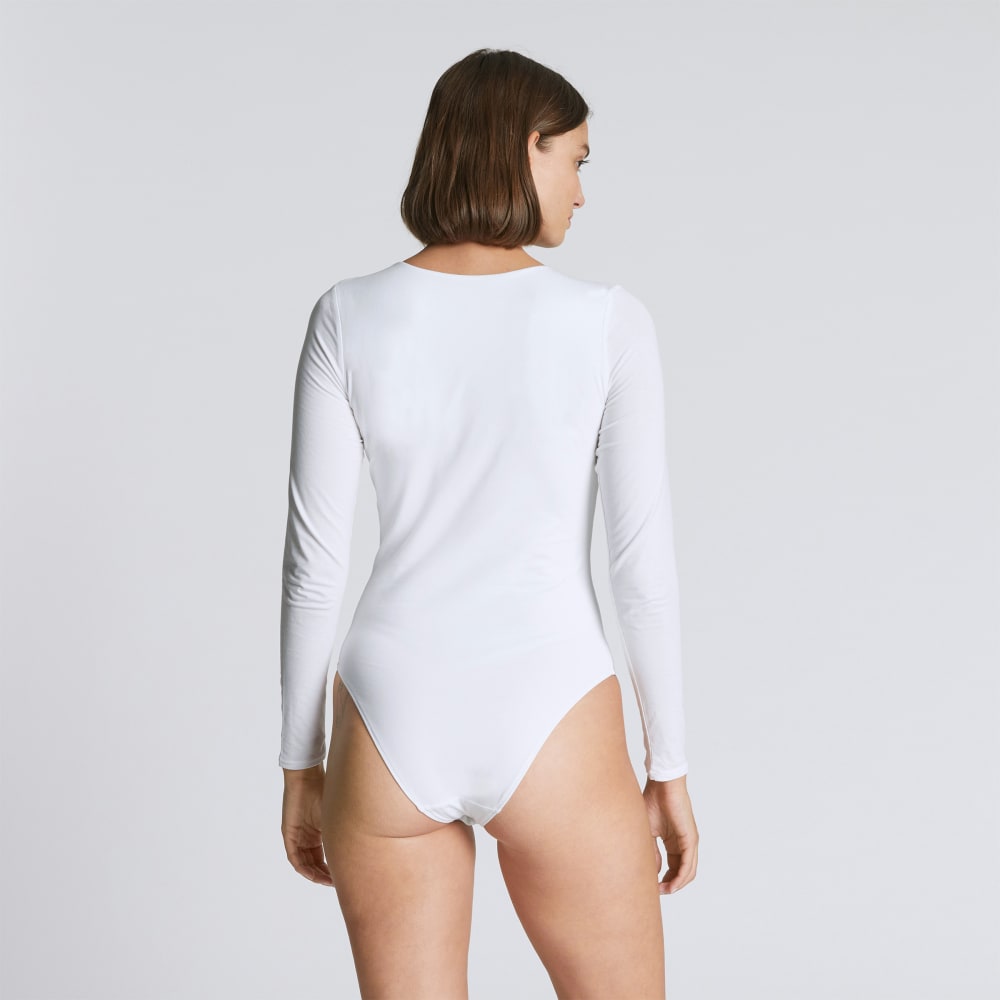 The Long-Sleeve Supima? Square-Neck Bodysuit | White | Bikini - Image 5