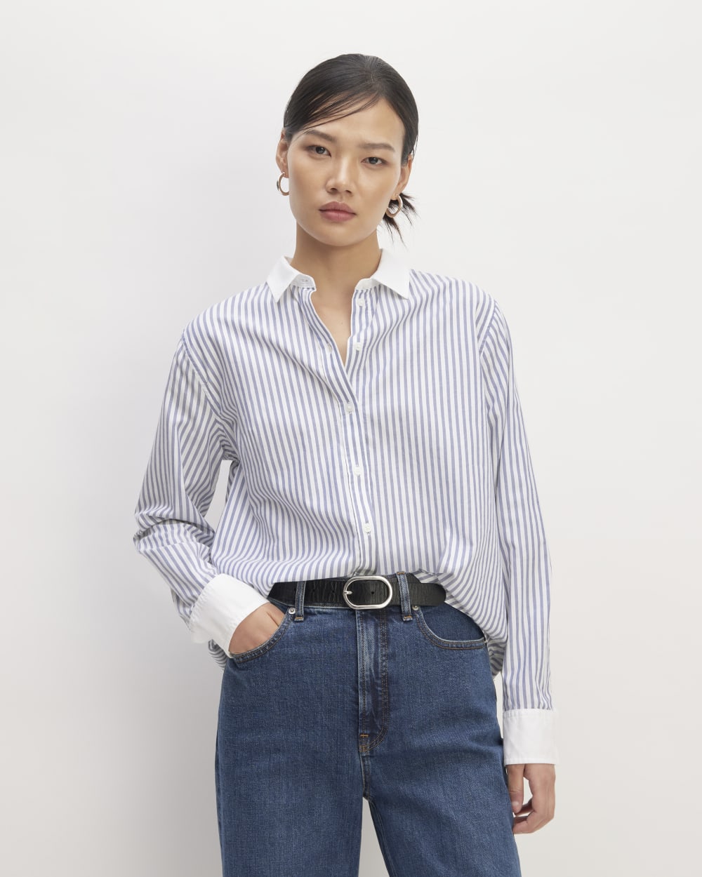 The Must-Have Shirt in Silky Cotton | Mariner Blue / White Stripe