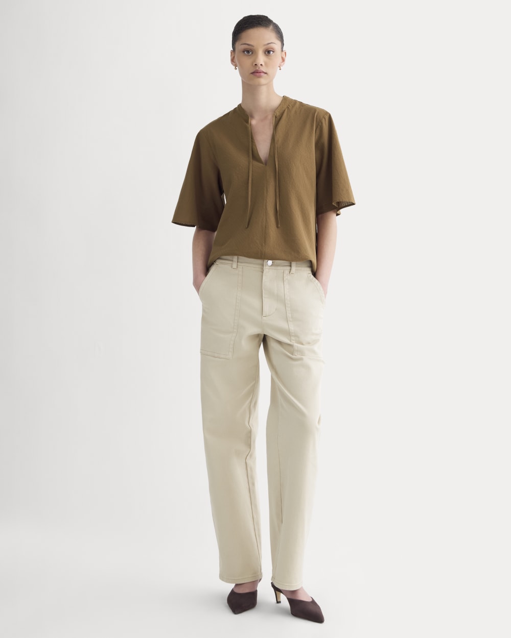 The Gauze Tie-Front Shirt | Toffee - Image 3
