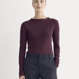 The Luxe Rib Funnel-Neck Tee | Heathered Port Royale