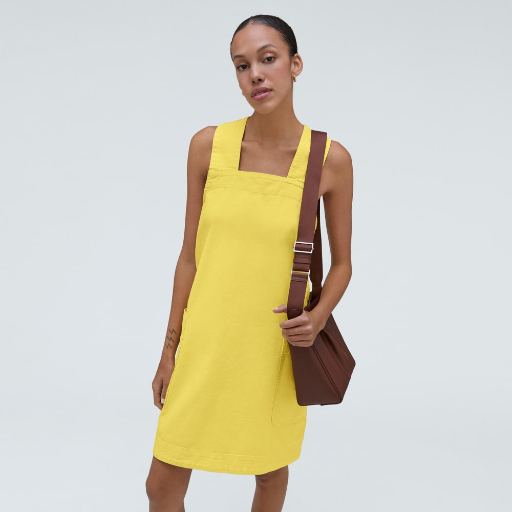 The Cross-Back Apron Mini Dress | Lemon - Image 5