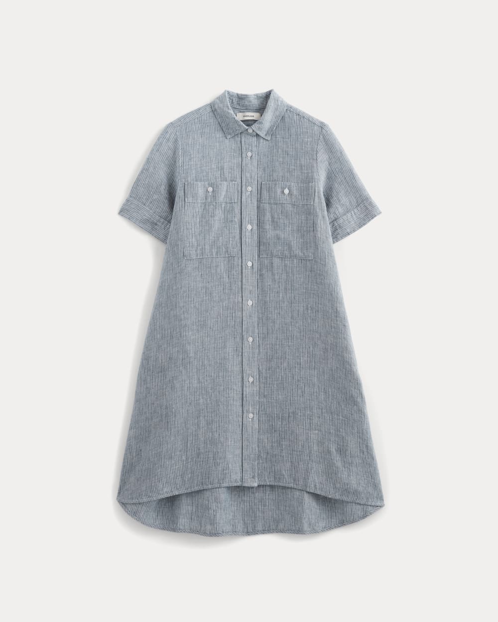 The Daytripper Dress in Linen | White / Blue - Image 2