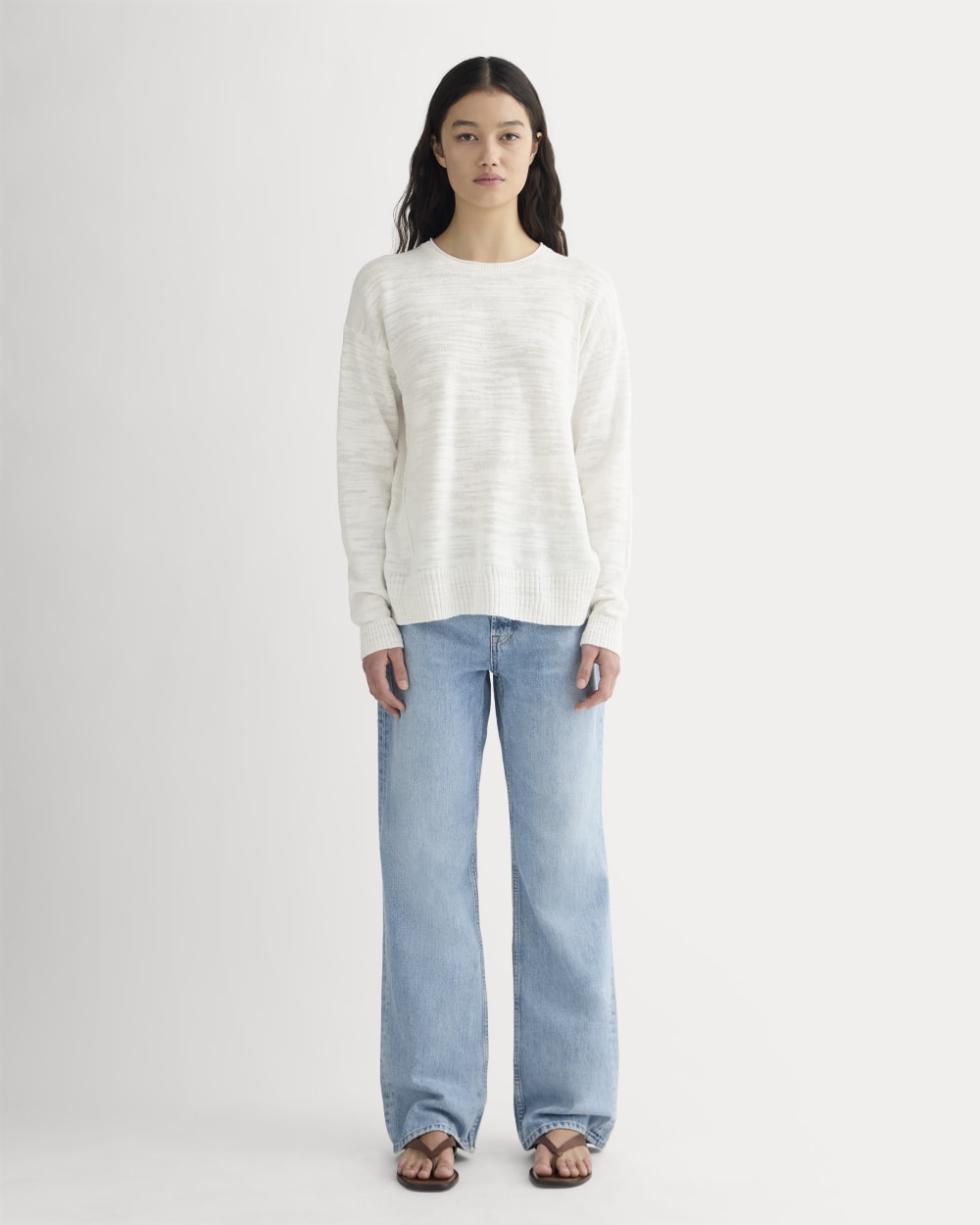 The Slouch Sweater in Cotton Linen | White - Image 3