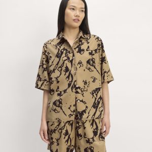 The Short-Sleeve Shirt in Butterlite | Black / Cornstalk Abstract