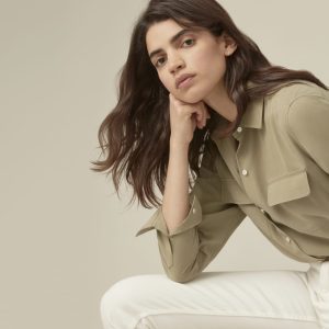 The Washable Silk Relaxed Shirt  | Covert Green
