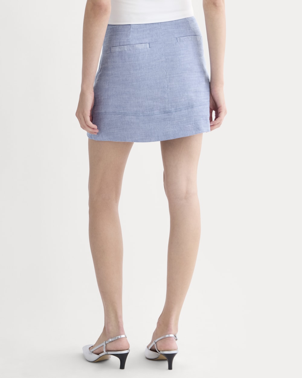 The Mini Skirt in Stretch Linen | Chambray - Image 5