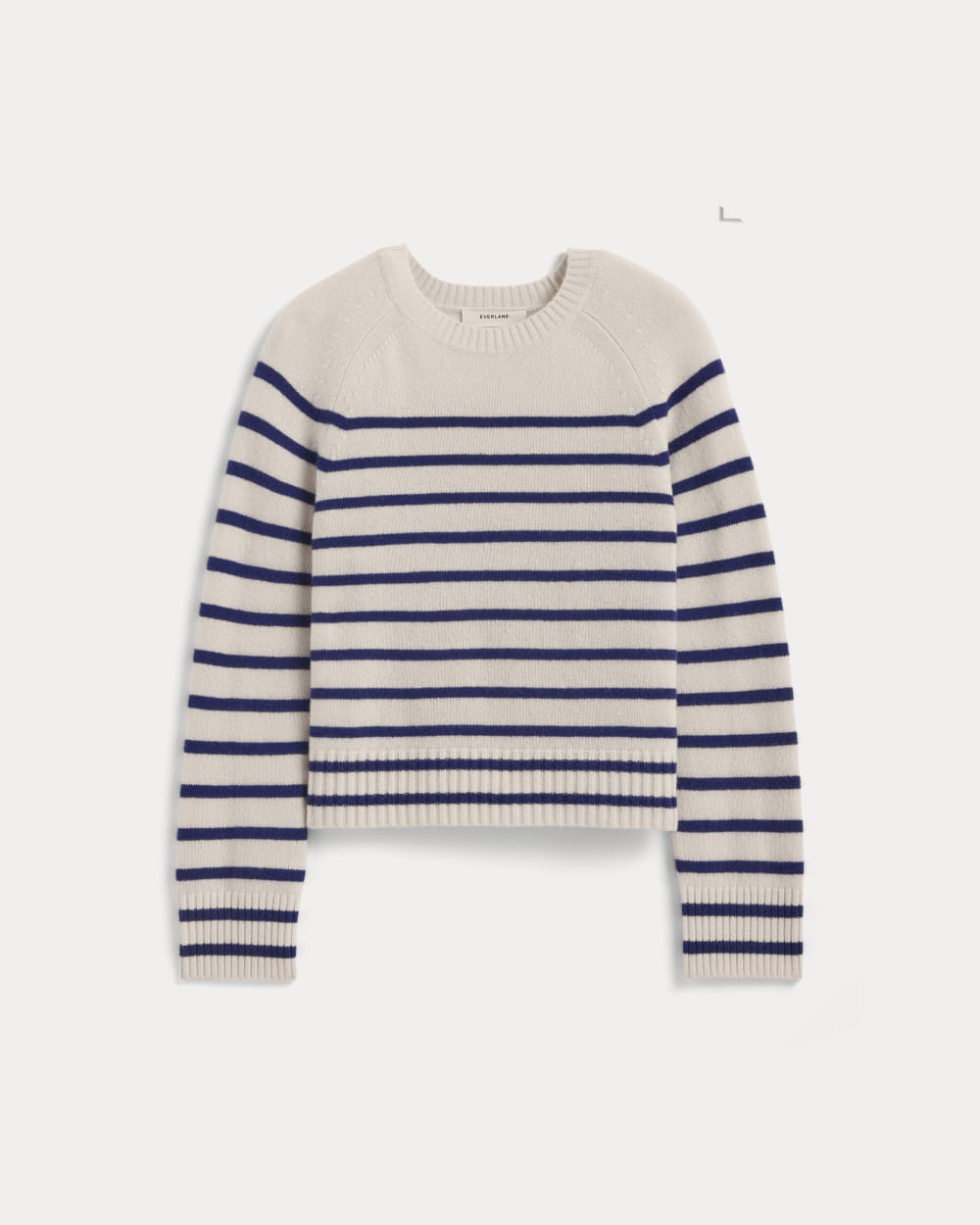 The Boxy Crew in Cashmere | Soft White / Deep Blue - Image 2