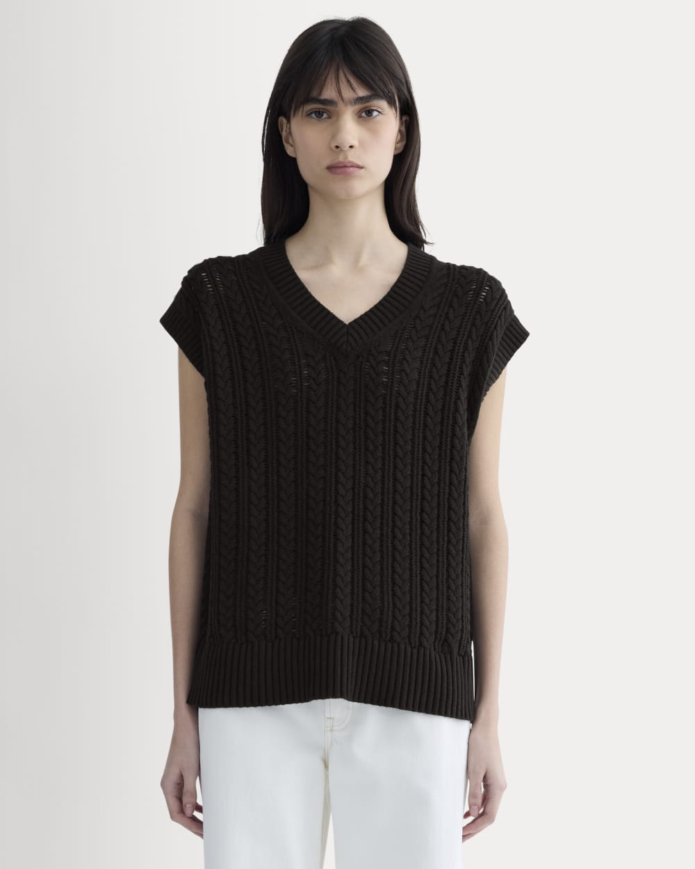 The Mesh Cable Vest in Everyday Cotton | Black