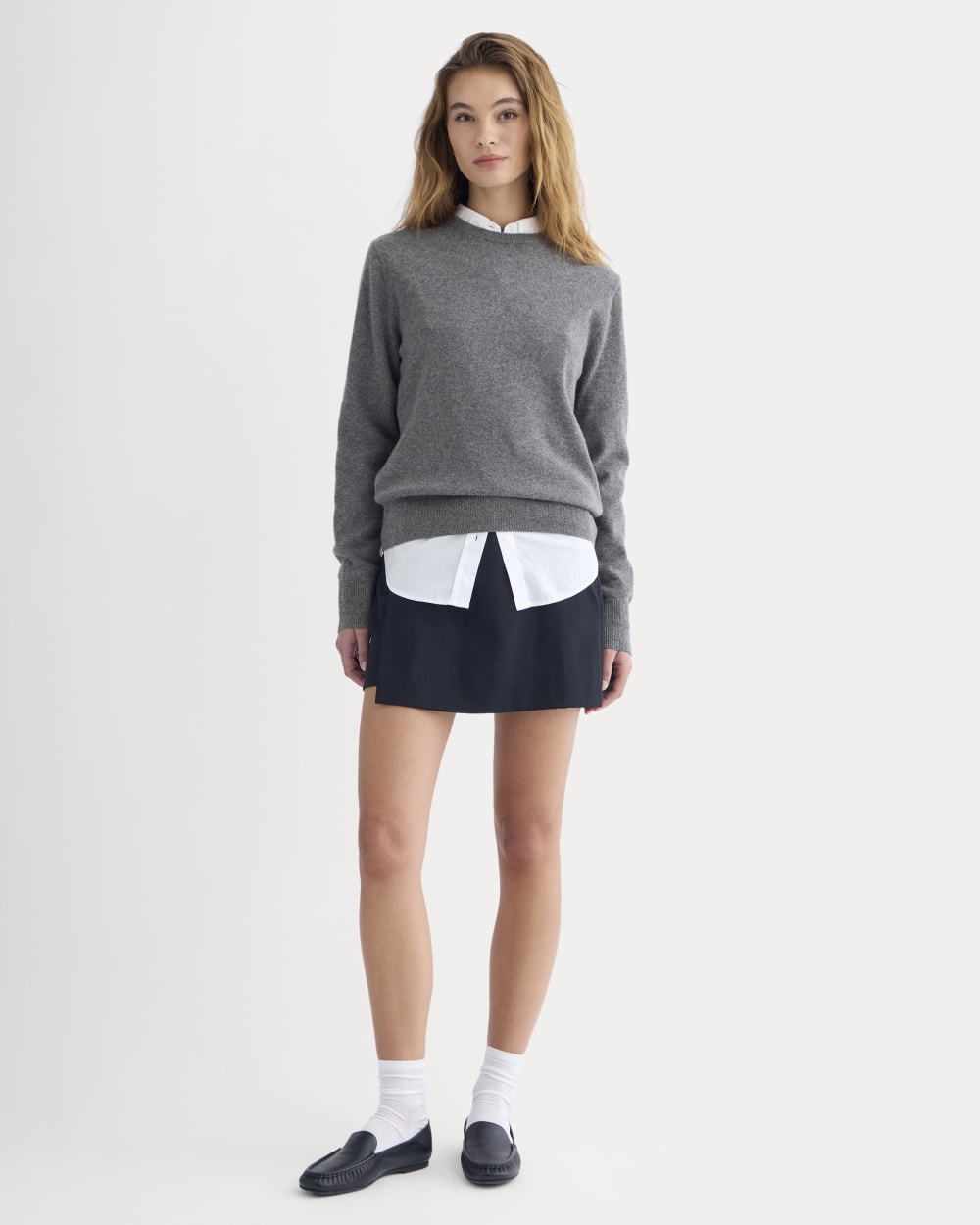 Cashmere Slim Crew Sweater | Heather Charcoal - Image 3