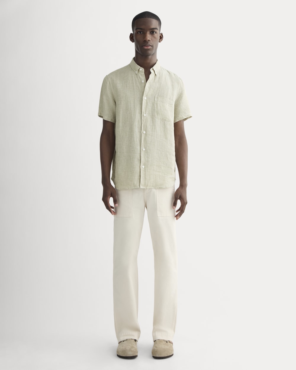 The Classic Short-Sleeve Shirt in Linen | Elm Gingham - Image 3