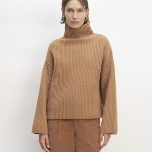 The Felted Merino Funnel-Neck Pullover | Deep Camel