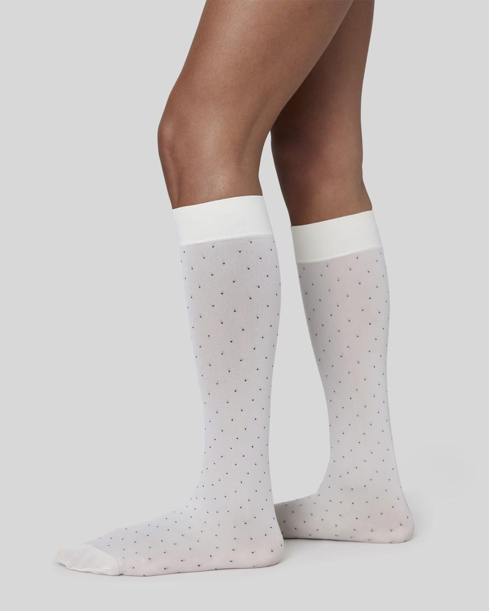 Eira Petite Dots Knee-High Socks | White - Image 2